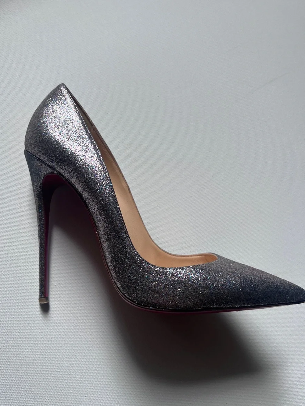 Christian Louboutin So Kate 120 Silver Glitter Pumps size 38
